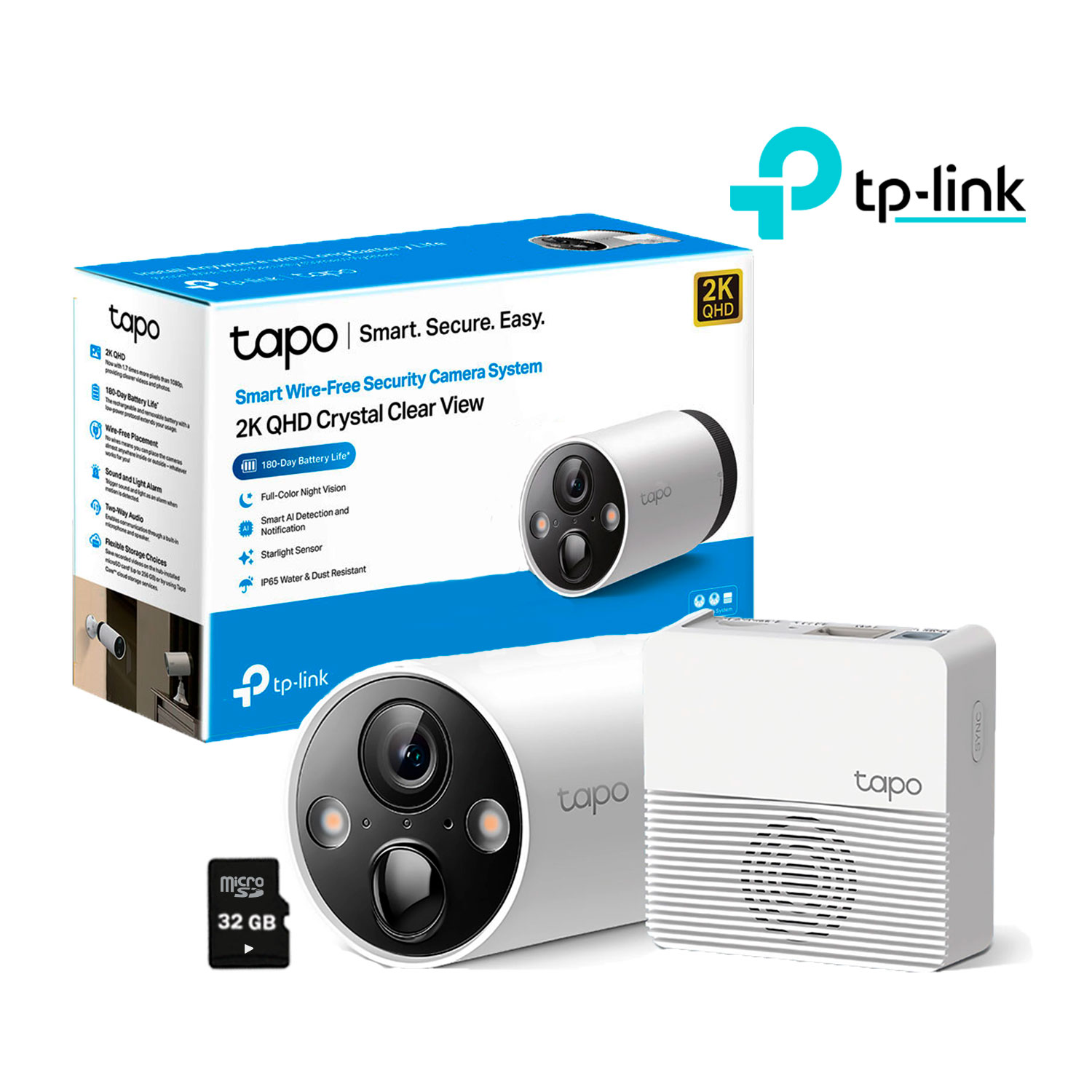 TAPO - CÁMARA SEGURIDAD WI-FI EXTERIOR TP-LINK TAPO C420S1 2K BATERÍA SD 32GB