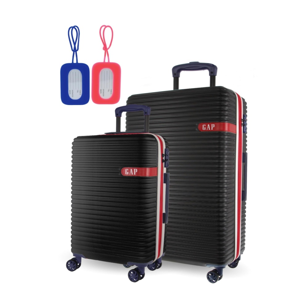GAP Hard-Shell Suitcase Medium Cabin Luggage Set with Tag (Black) [2-Pieces]