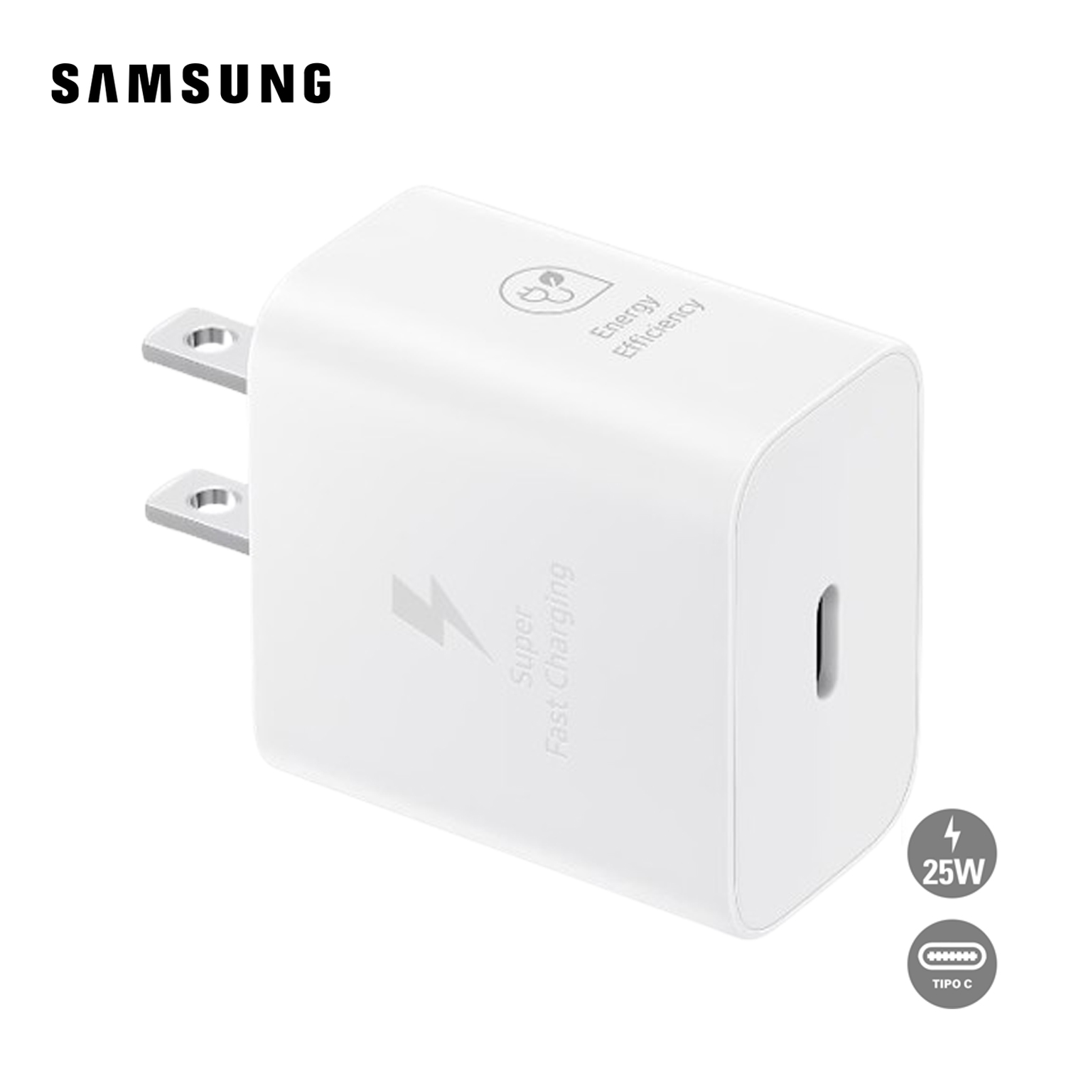 SAMSUNG CARGADOR DE PARED EP-T2510NWTGTW TIPO C 3AMP CARGA S-RAPIDA 25W BLANCO