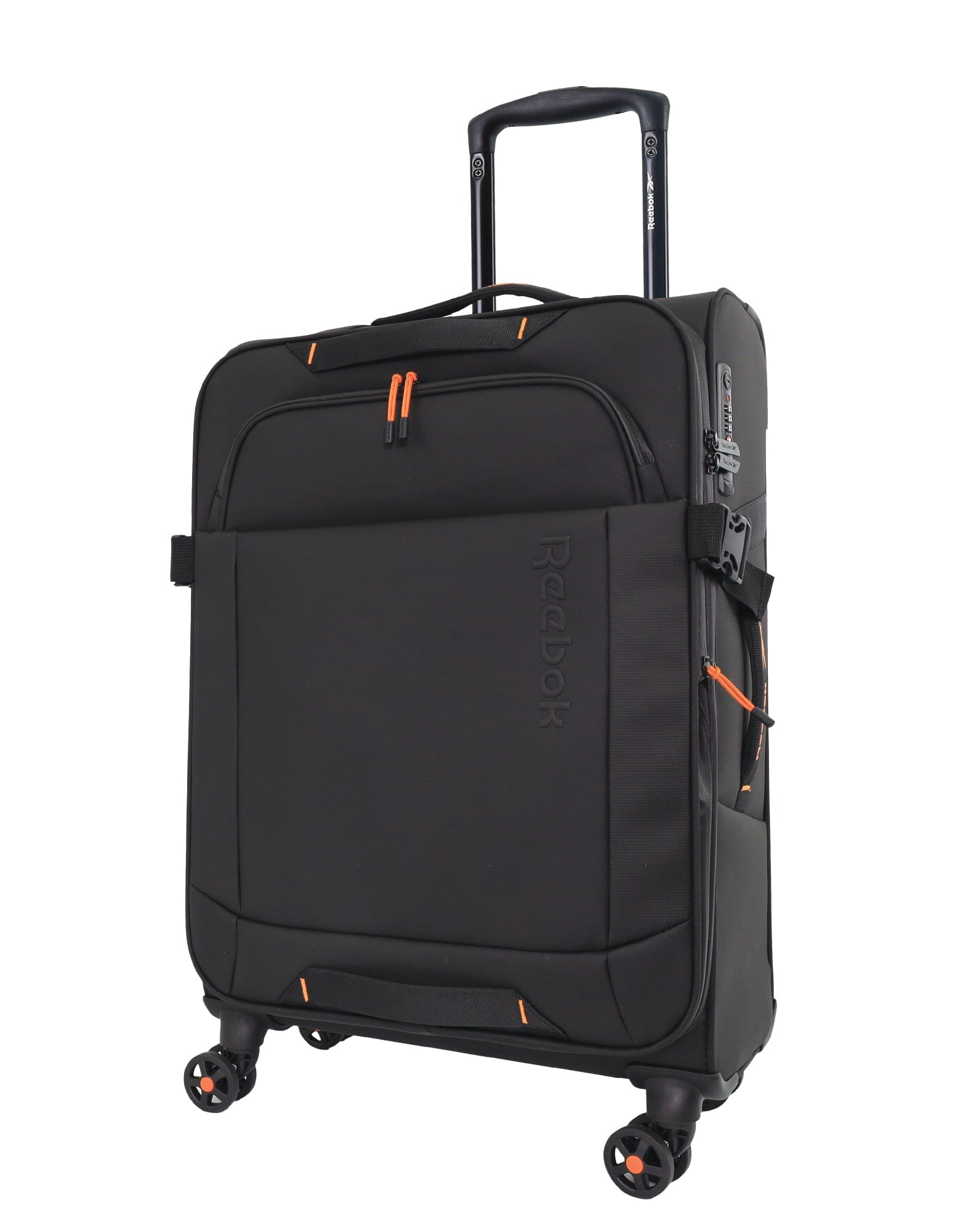 Reebok Pro Medium Leather Film Soft Shell Suitcase Travel Luggage 69cm Black