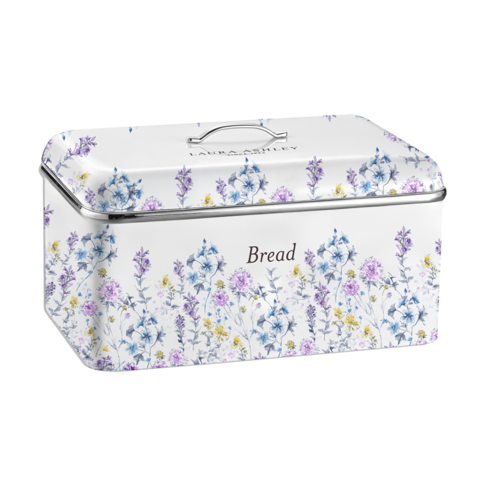 Laura Ashley Elveden Bread Bin Stainless Steel Wild Meadow 35x23.5x18.5cm