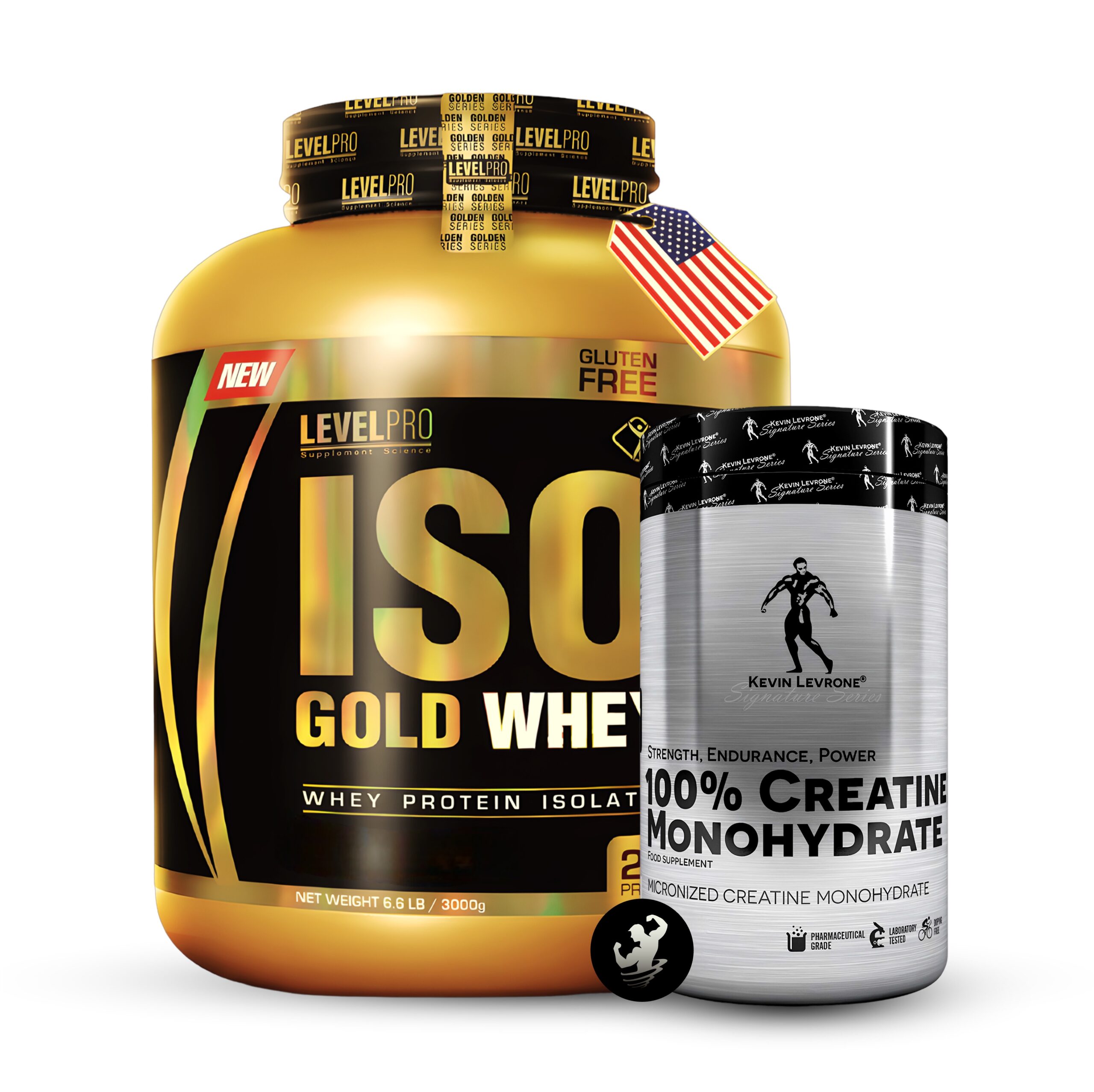 PACK | ISO GOLD WHEY 2.43 LB (VANILLA) + CREATINA KEVIN LEVRONE 500 GR