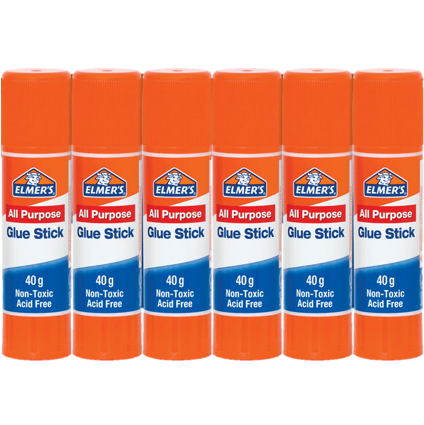 Elmers All Purpose School Glue Stick Clear 40G Pack 6