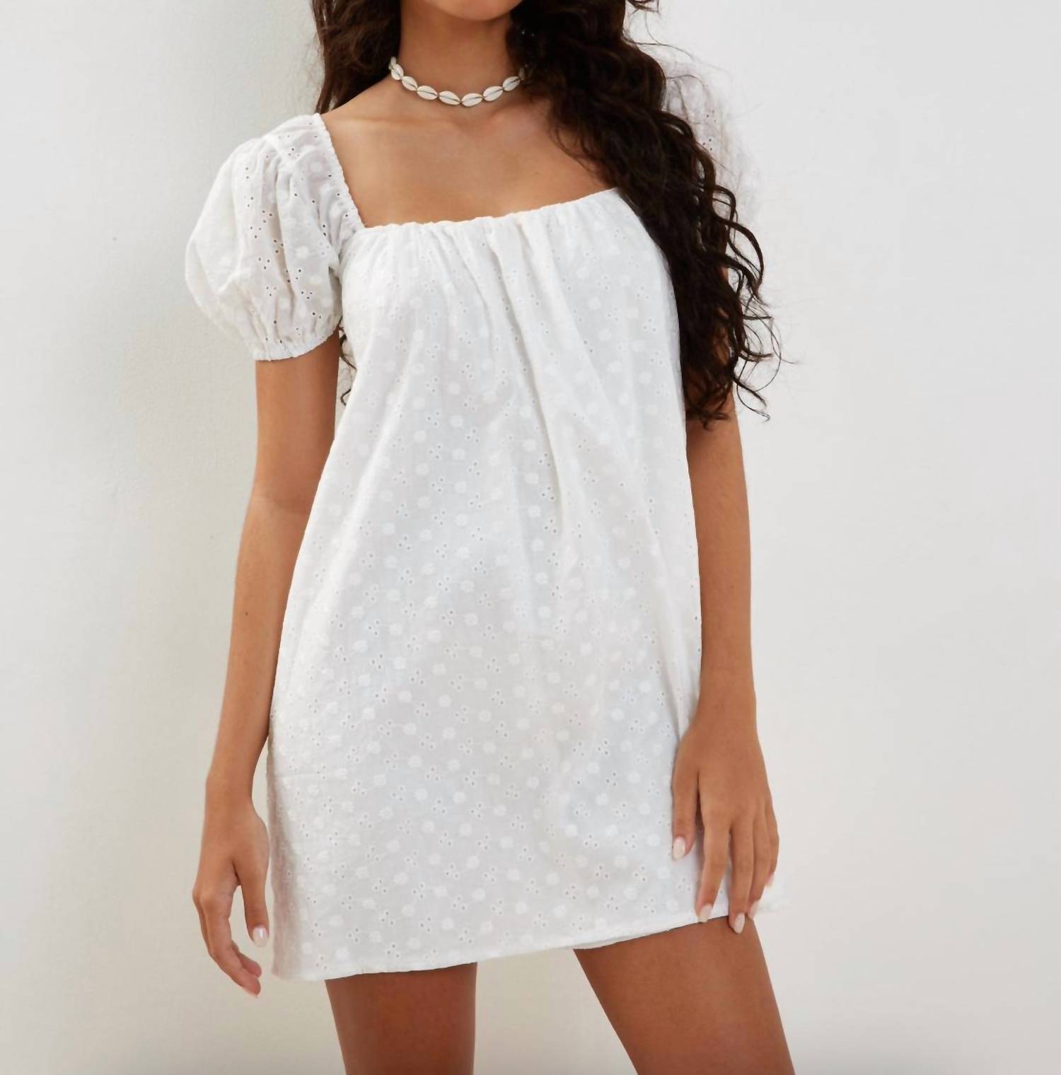 Motel Rocks Leona Babydoll Dress In White