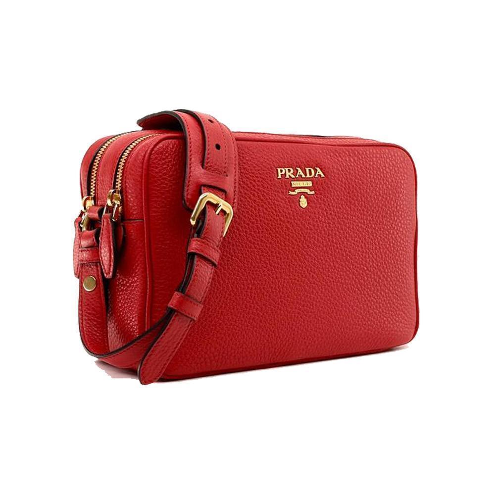 Prada Women&apos;s Red Vitello Phenix Leather Crossbody Handbag Small