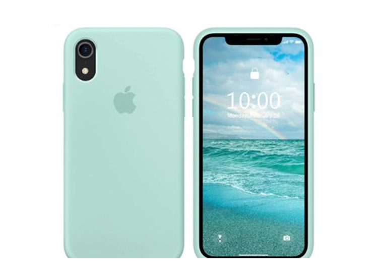 CASE SILICONA IPHONE XR  TURQUESA + MICA DE VIDRIO COMPLETO