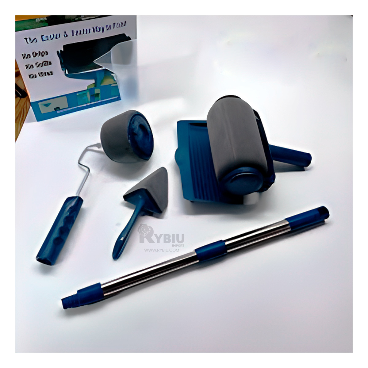 RODILLO PAINT ROLLER PARA PINTAR + ACCESORIOS AZUL NEGRO