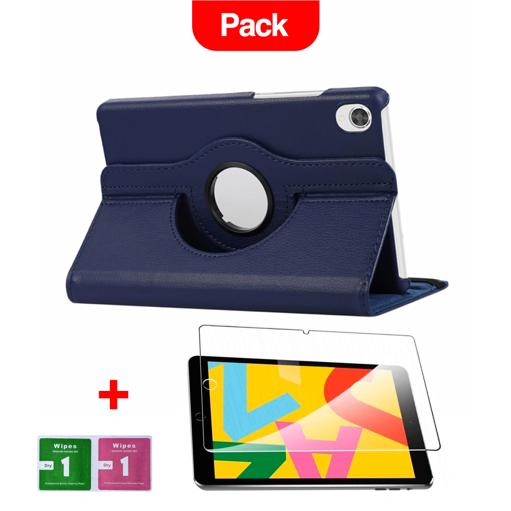 COMBO FUNDA DE IPAD MINI 5 7.9' A2133 GIRATORIA AZUL + MICA RESISTENTE