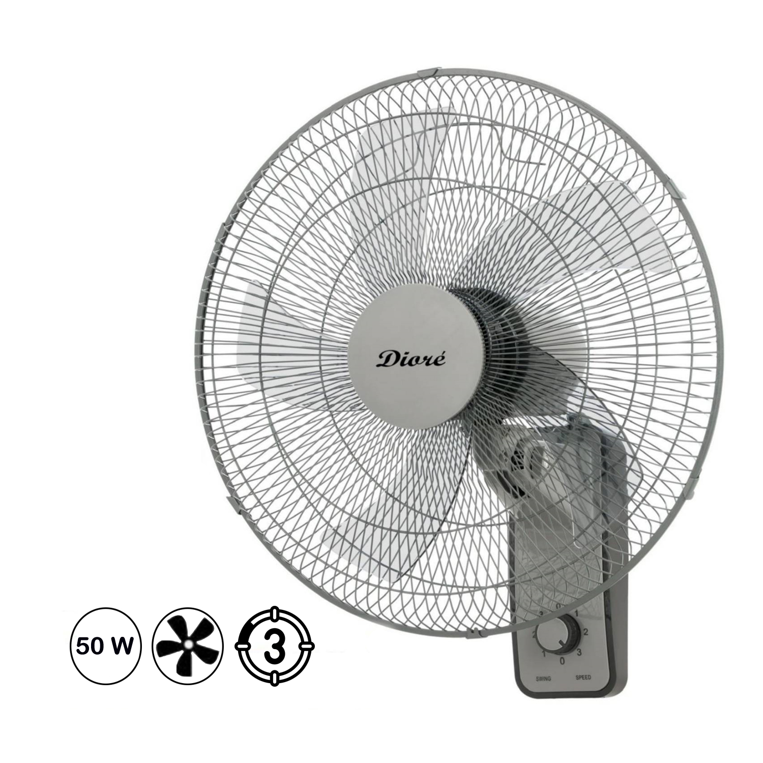 VENTILADOR DE PARED DIORÉ  MWF-1805 3 VELOCIDADES 5 ASPAS 50 WATTS