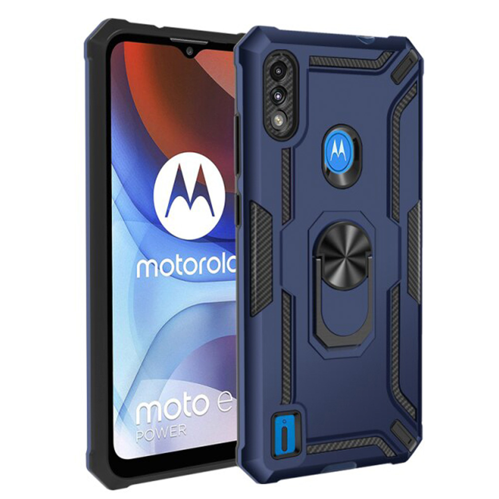 FUNDA CASE FOR MOTOROLA G100 HOLDER PARANTE CON ANILLO ANTISHOCK AZUL