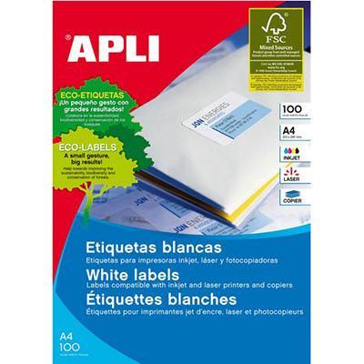 Apli 2419 General Use Labels Round Corners 14Up 99.1x38.1mm A4 White 100 Sheets