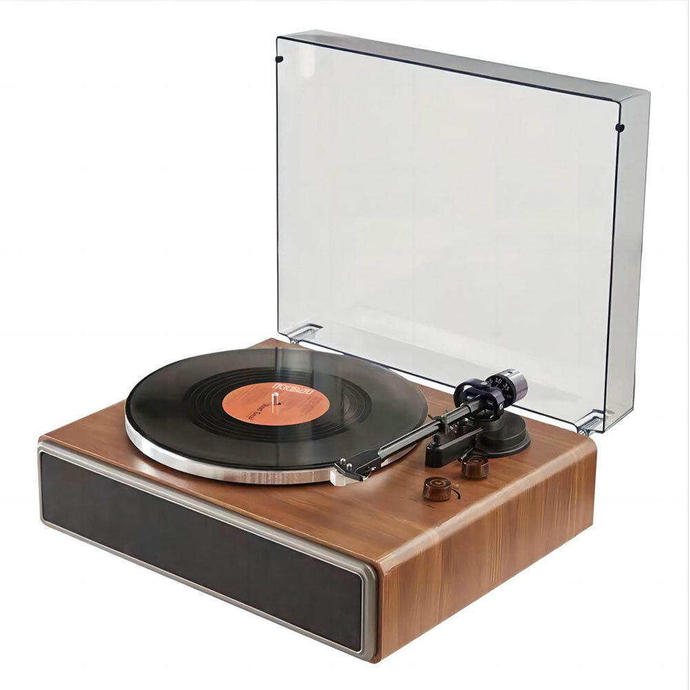 Silcron Anthem Turntable with Built-In Bluetooth Speakers (Walnut Finish)