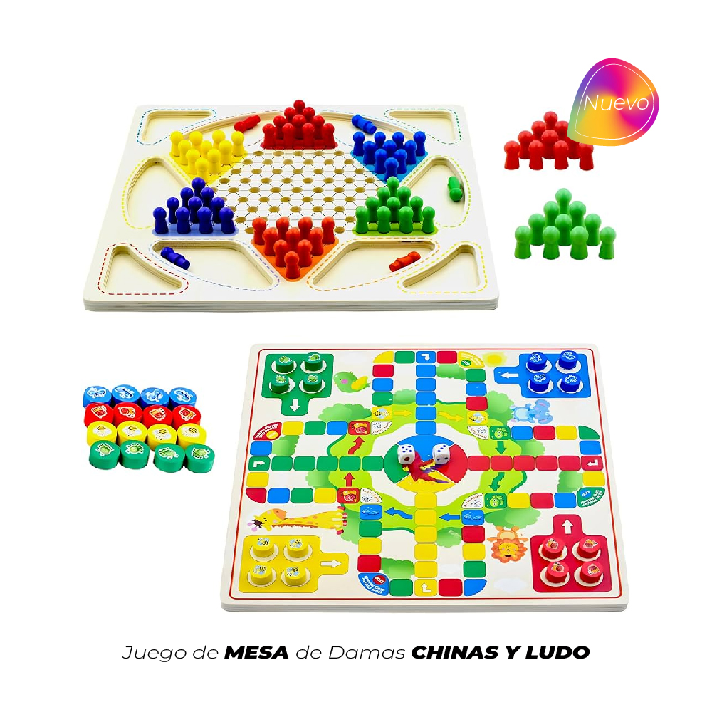 TABLERO DE JUEGO 2EN1 DAMAS CHINAS Y LUDO