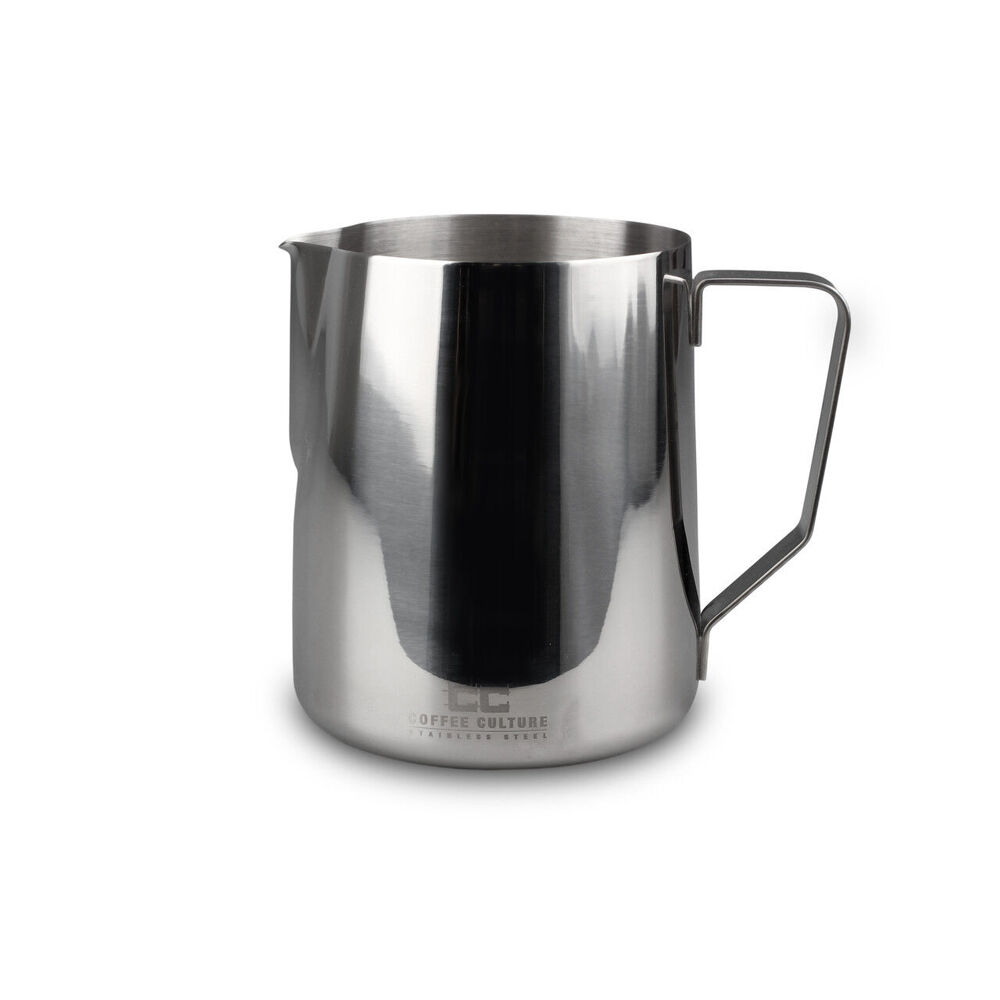 Coffee Culture Stainless Steel 1L Milk Frothing Jug Container with Handle (Silver)