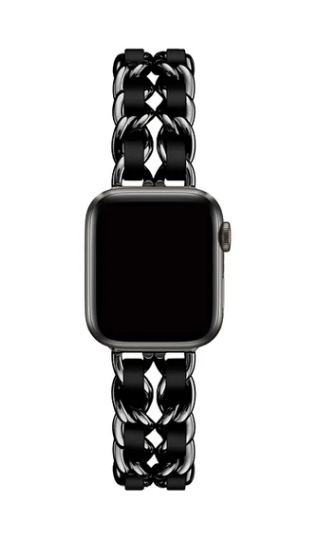 CORREAS ESLABON METAL CON CUERO PARA APPLE WATCH 45 MM NEGRO