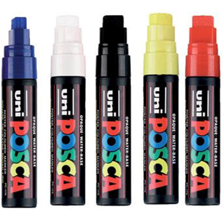 Uni Pc-17K Posca Poster Marker Extra Broad Chisel Tip 15mm (Assorted) [Box 5]