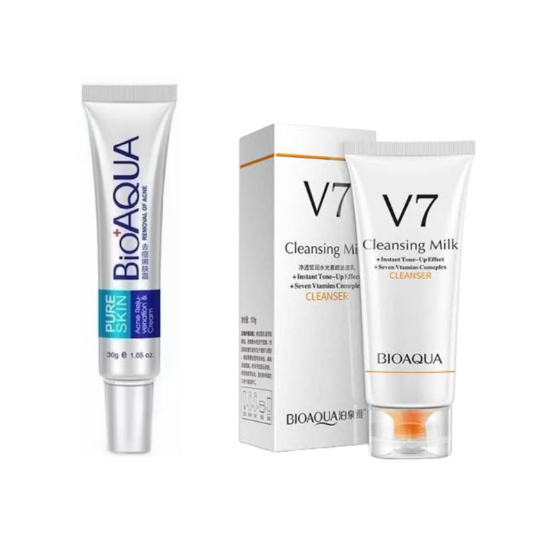 CREMA CREMA ANTI-ACNÉ + LIMPIADOR FACIAL V7 - BIOAQUA