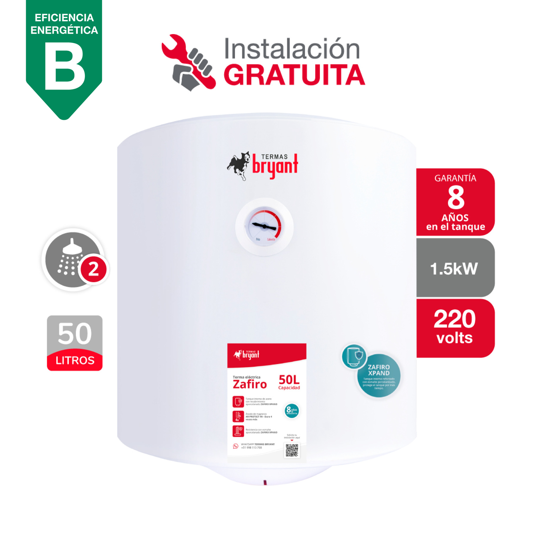 TERMA ELÉCTRICA 50 L BRYANT ZAFIRO | BLANCO