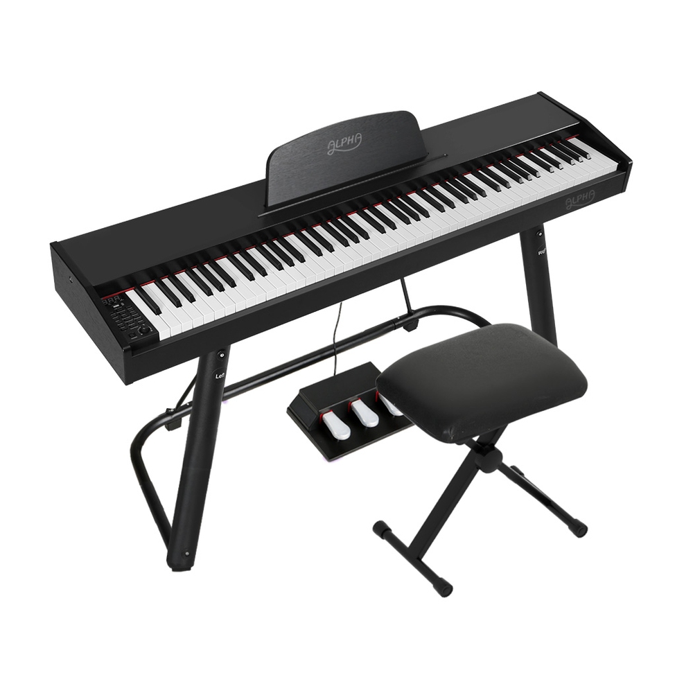 Alpha 88 Keys Electronic Piano Keyboard Digital Electric with Stand Stool Weighted
