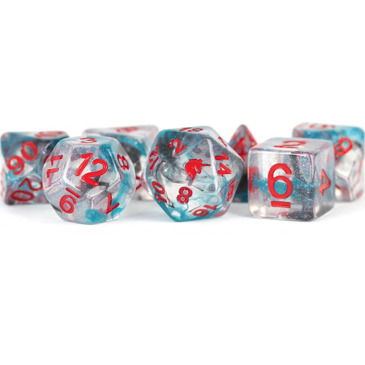 Fanroll By Metallic Dice Games Metallic Dice Games Unicorn Resin Polyhedral Dice 7 Set (Battle Wounds)