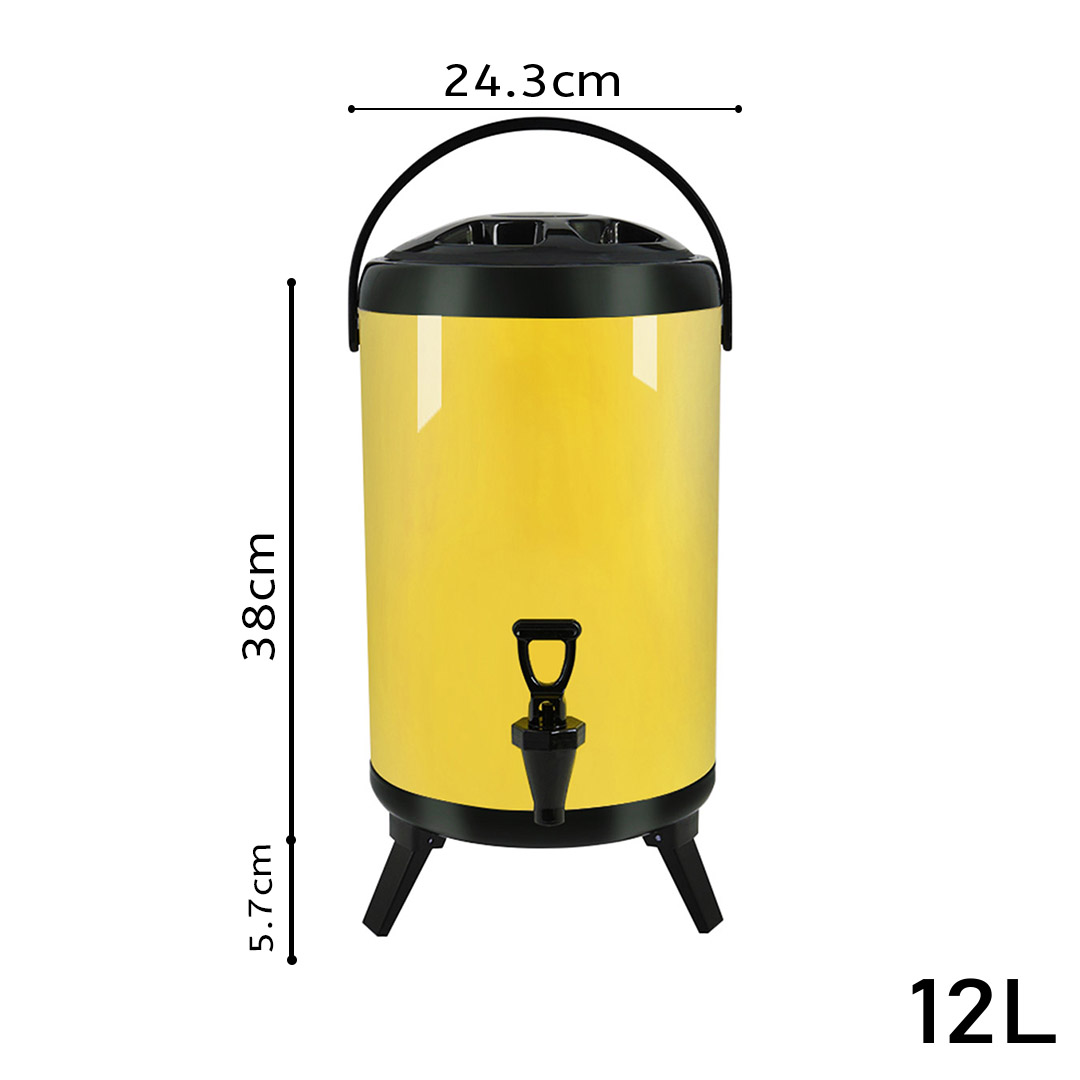 SOGA 12L Insulated Stainless Steel Beverage Dispenser with Faucet (Yellow)