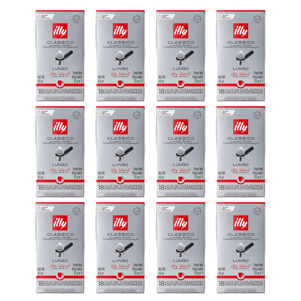 Illy Arabica Lungo E.S.E Espresso Coffee Pods Classic Roast 12x18pcs