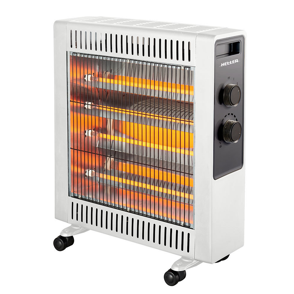Heller 2200W Electric White Quartz Radiant Heater Floor with 2 Heating Setting