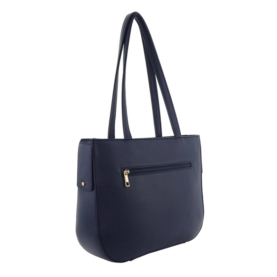 Milleni Women's Handbag Vegan Leather Fashion Double Shoulder Tote Bag (Navy)
