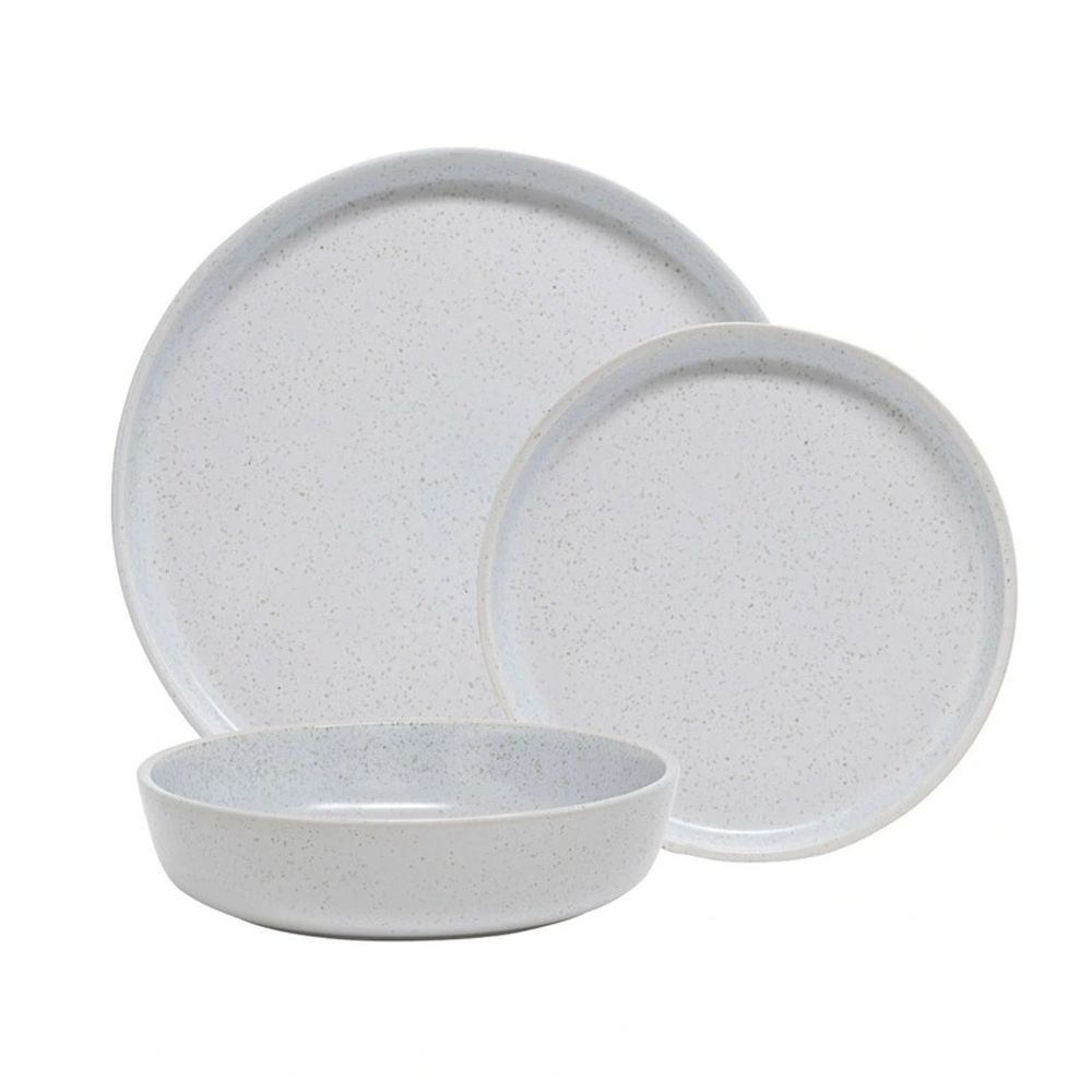 SALT & PEPPER 12pc Salt & Pepper Industry Stoneware Dinner Set Plates/Side Dish/Bowls White KG