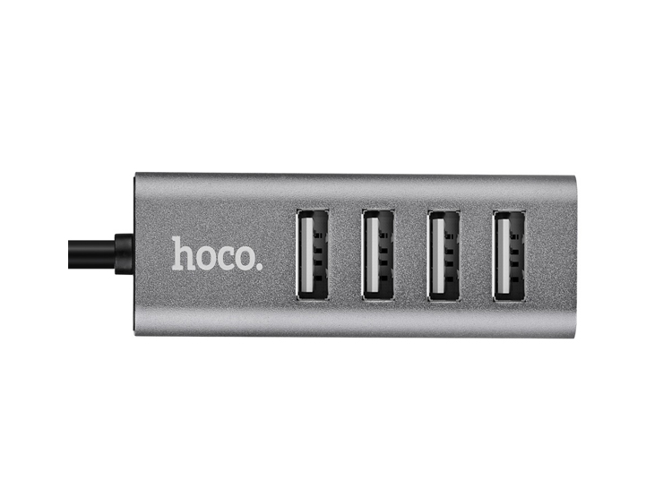 CONVERTIDOR HUB USB 2.0 ALUMINIO 4 PUERTOS HOCO HB1 GRIS