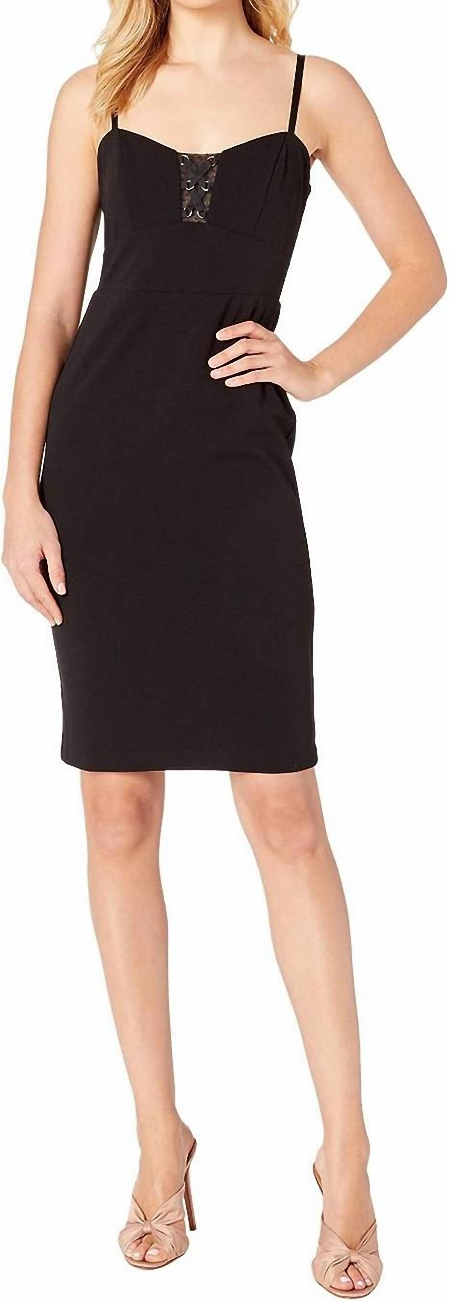 Bebe Illusions Cut Out Lace Up Sheath Dress In Black