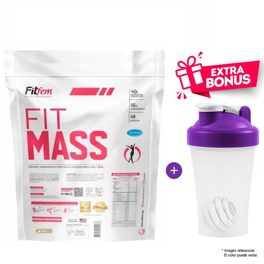 PROTEÍNA FITFEM FIT MASS 5 KG VAINILLA + SHAKER