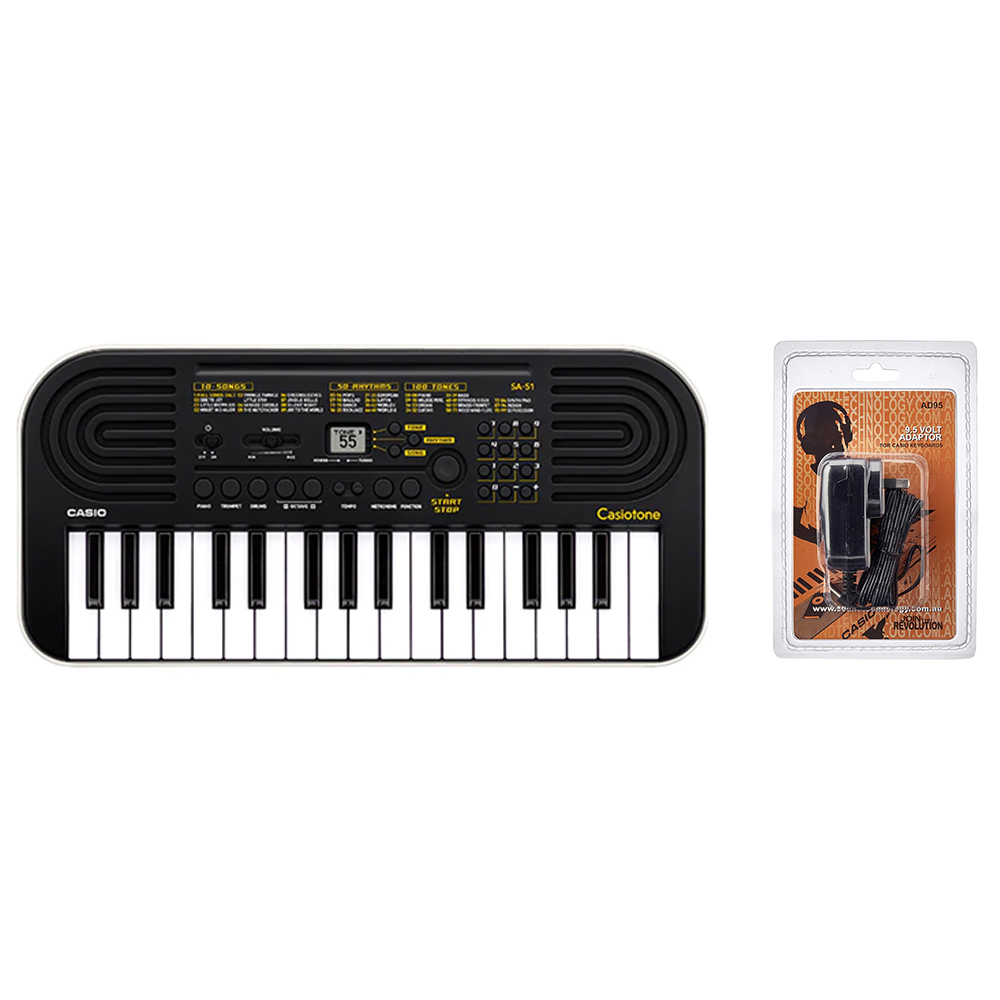 Casio SA-51 Casiotone Mini 32 Key Keyboard with Wall Adaptor (Black)