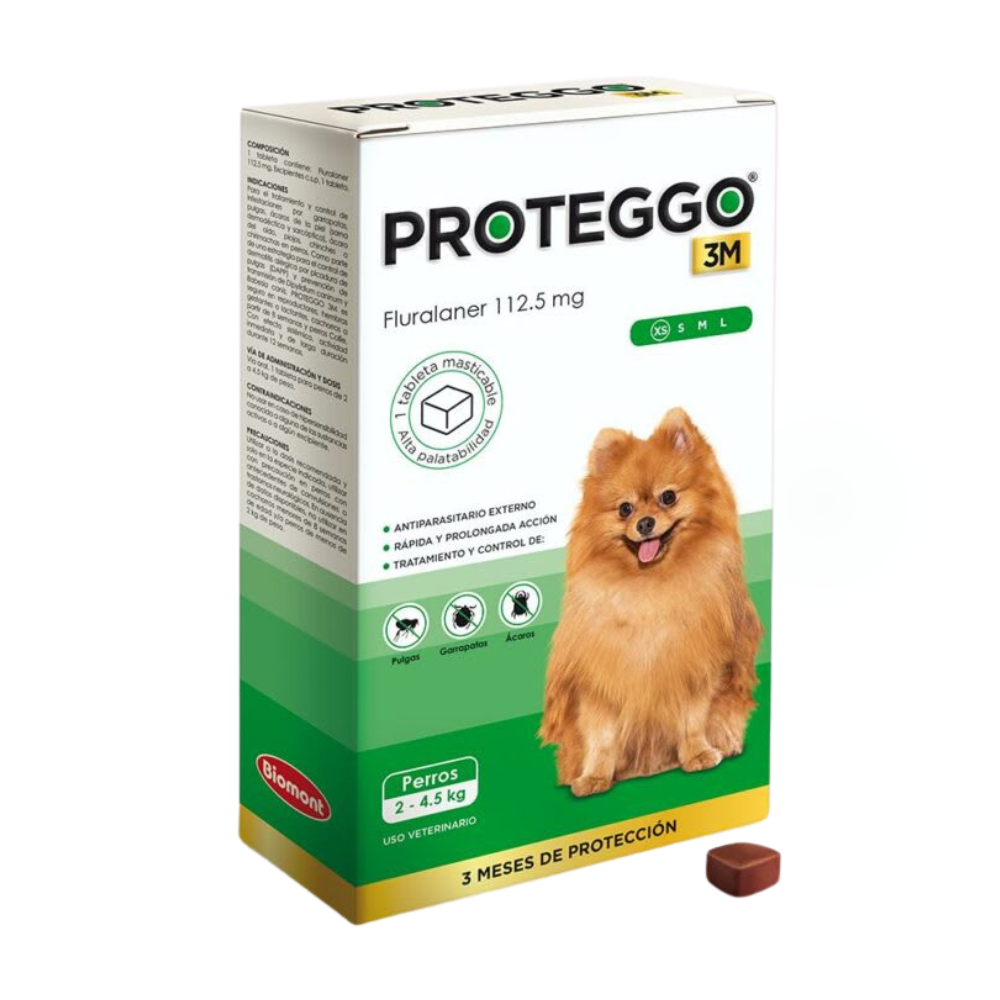 ANTIPULGAS PROTEGGO 2-4.5 KG X1 PASTILLA