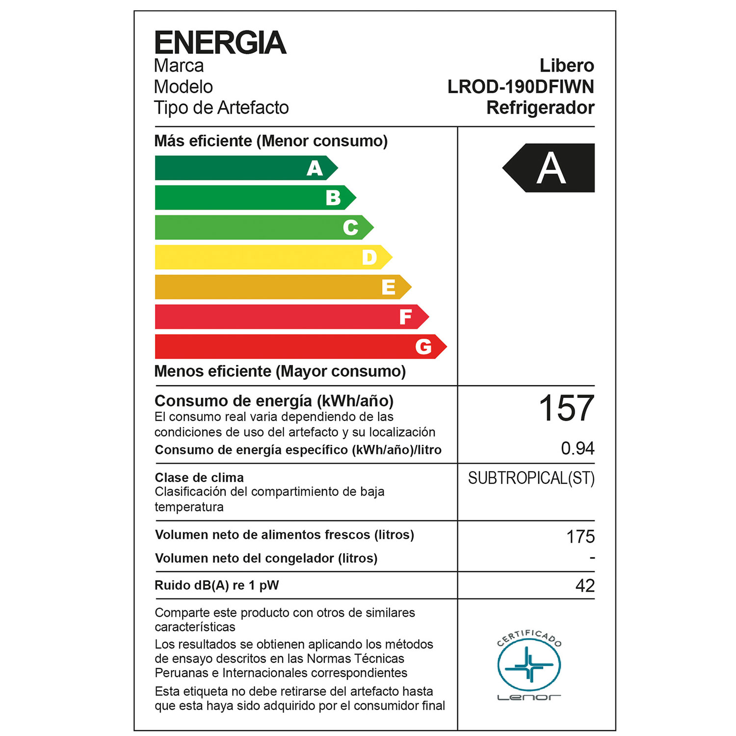 LIBERO REFRIGERADORA LROD-190DFIWN COLOR NEGRA 175L

LIBERO REFRIGERADORA LROD-190