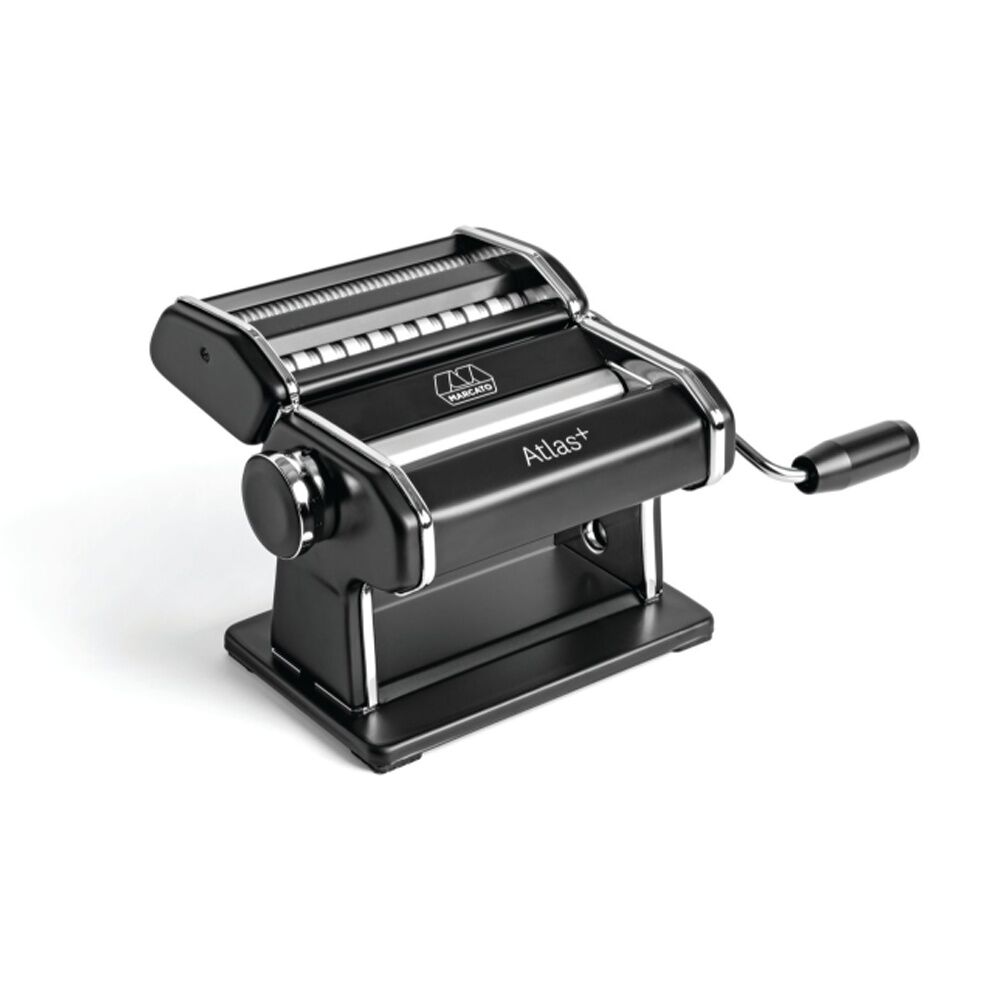 Marcato Atlas Plus Pasta Machine Stainless Steel with 4 Shape Settings (Black)