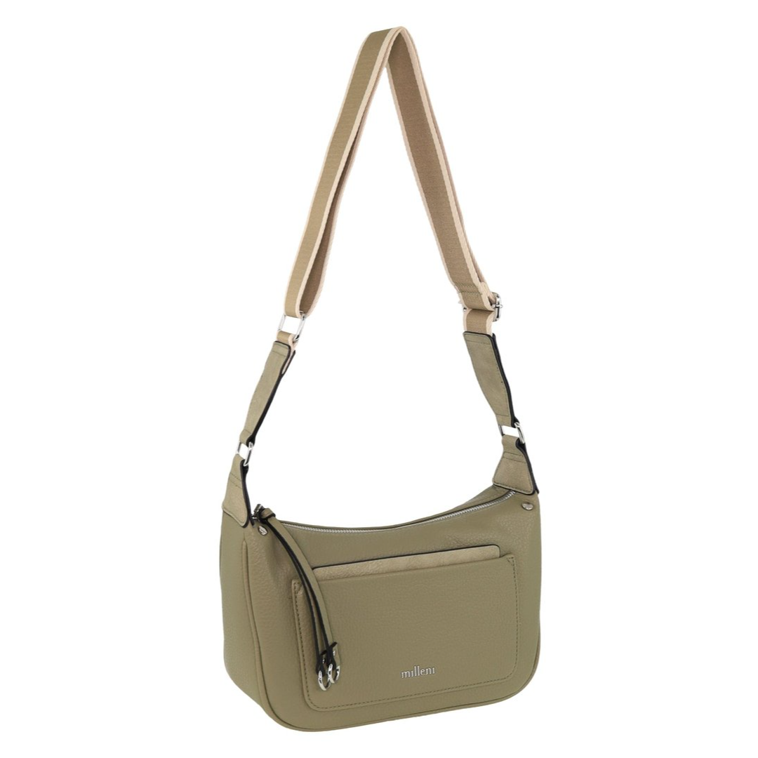 Milleni Women's Handbag Vegan Leather Fashion Everyday Crossbody Bag (Taupe)