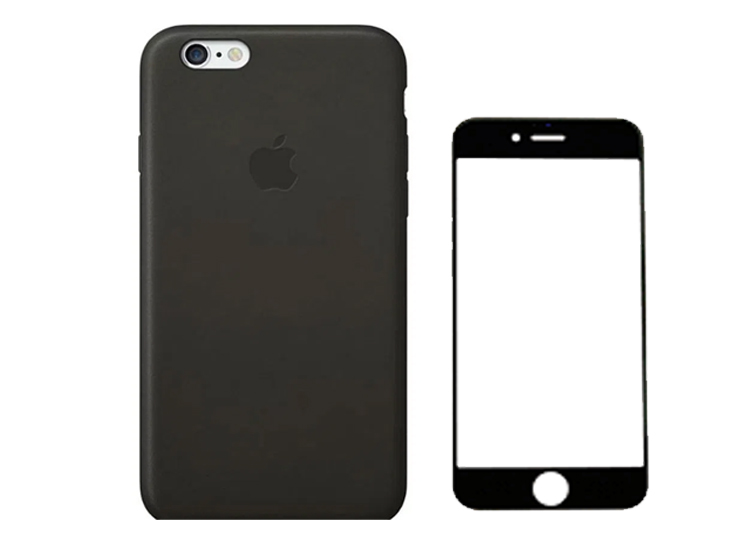 CASE SILICONA IPHONE 7/8  NEGRO + MICA DE VIDRIO COMPLETO