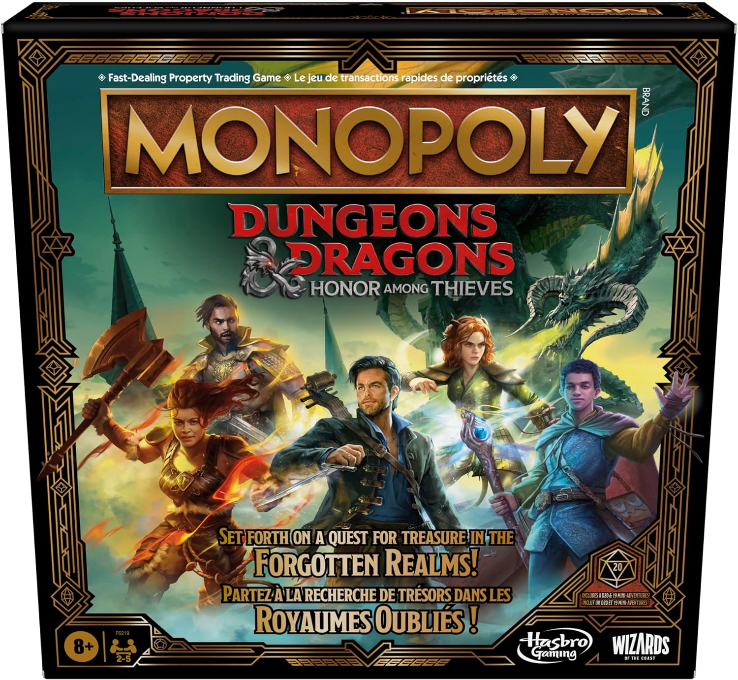 Monopoly Dungeons & Dragons&colon; Honor Among Thieves Game&comma; Inspired By The D&d Movie&comma; Monopoly D&d Board Game For 2-5 Players&comma; Ages 8 And Up &lpar;english & French&rpar;