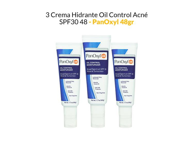 CREMA HIDRANTE OIL CONTROL ACNÉ SPF30 48 GR - PANOXYL AM 3 UNIDADES