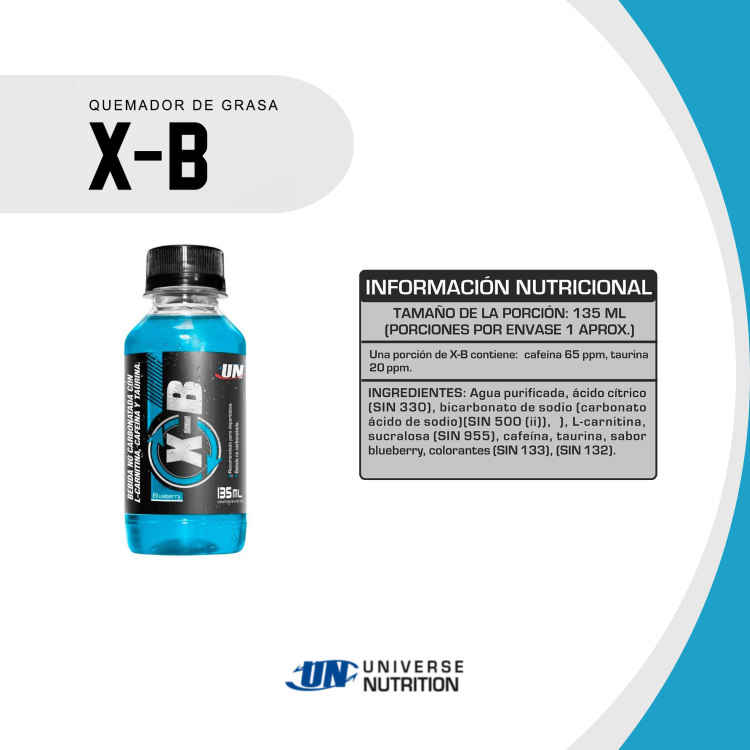 QUEMADOR DE GRASA UNIVERSE NUTRITION X-B 15 UNID. BLUEBERRY