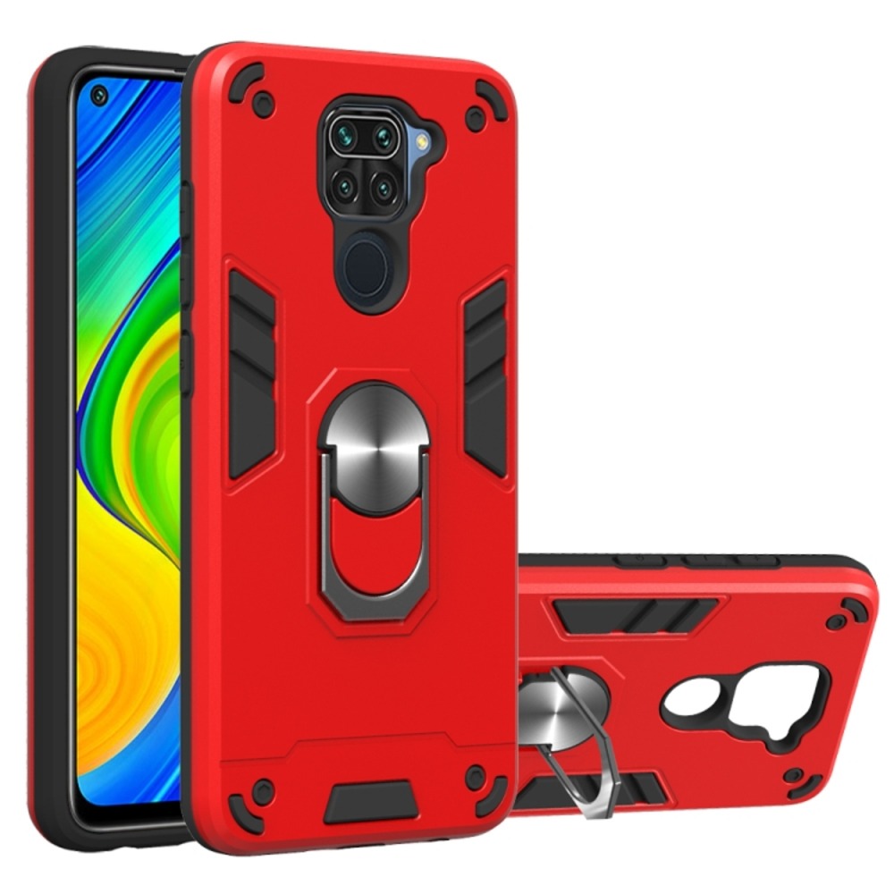 FUNDA PARA XIAOMI REDMI NOTE 9 PRO CON ANILLO METÁLICO ANTISHOCK ROJO