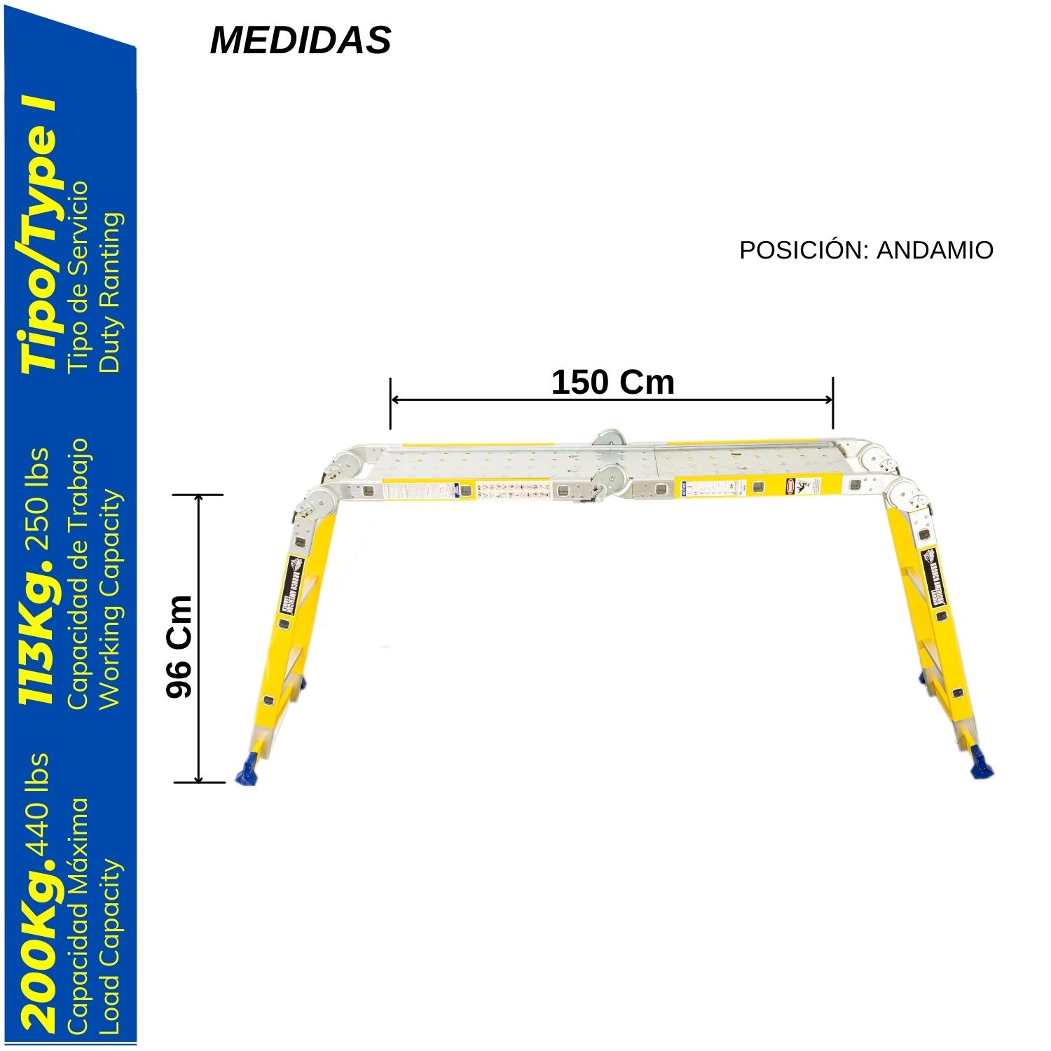 ESCALERA MULTIPOSICIÓN DE FIBRA DE VIDRIO DE 12 PASOS 4X4 - BRONCO AMERICAN LADDER