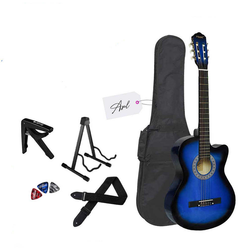 VOZZEX PACK DE GUITARRA ACUSTICA NYLON AZUL