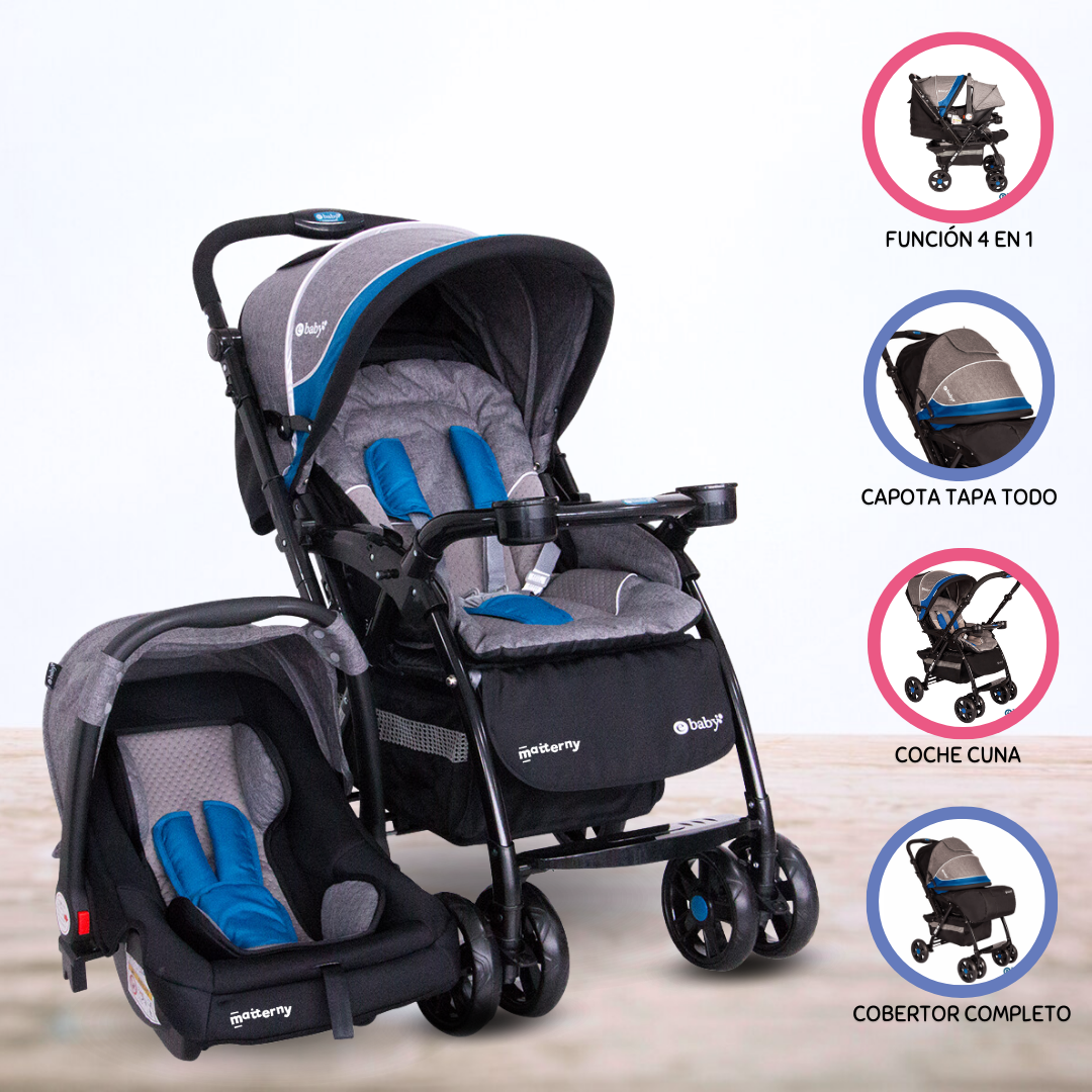 COCHE CUNA TRAVEL SISTEM PARA BEBÉ «BRAVIAR» BLUE