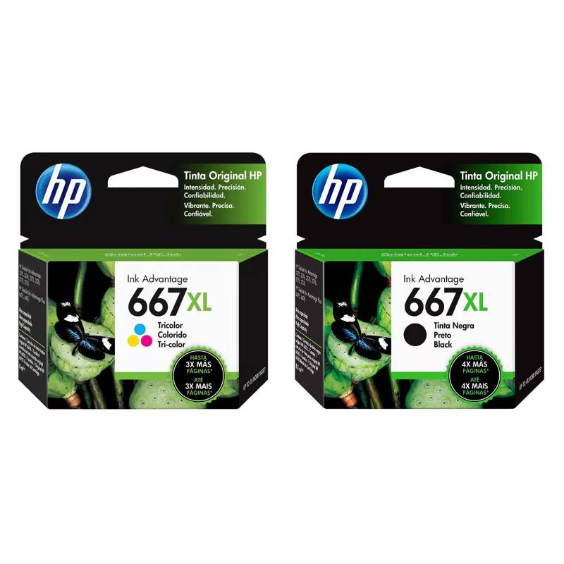 KIT DE CARTUCHO DE TINTA HP 667XL NEGRA  COLOR ORIGINAL