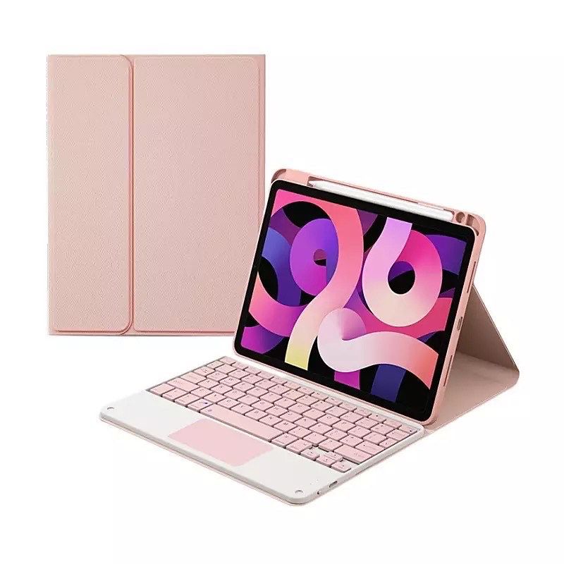 SMART CASE CON TECLADO PARA IPAD 12.9 ROSADO + LAMINA DE VIDRIO