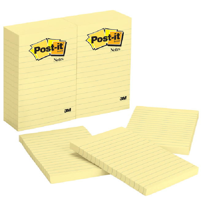 Post-It 660 Ruled Lines Sticky Notes 98x149mm (Yellow) [Pack 5]