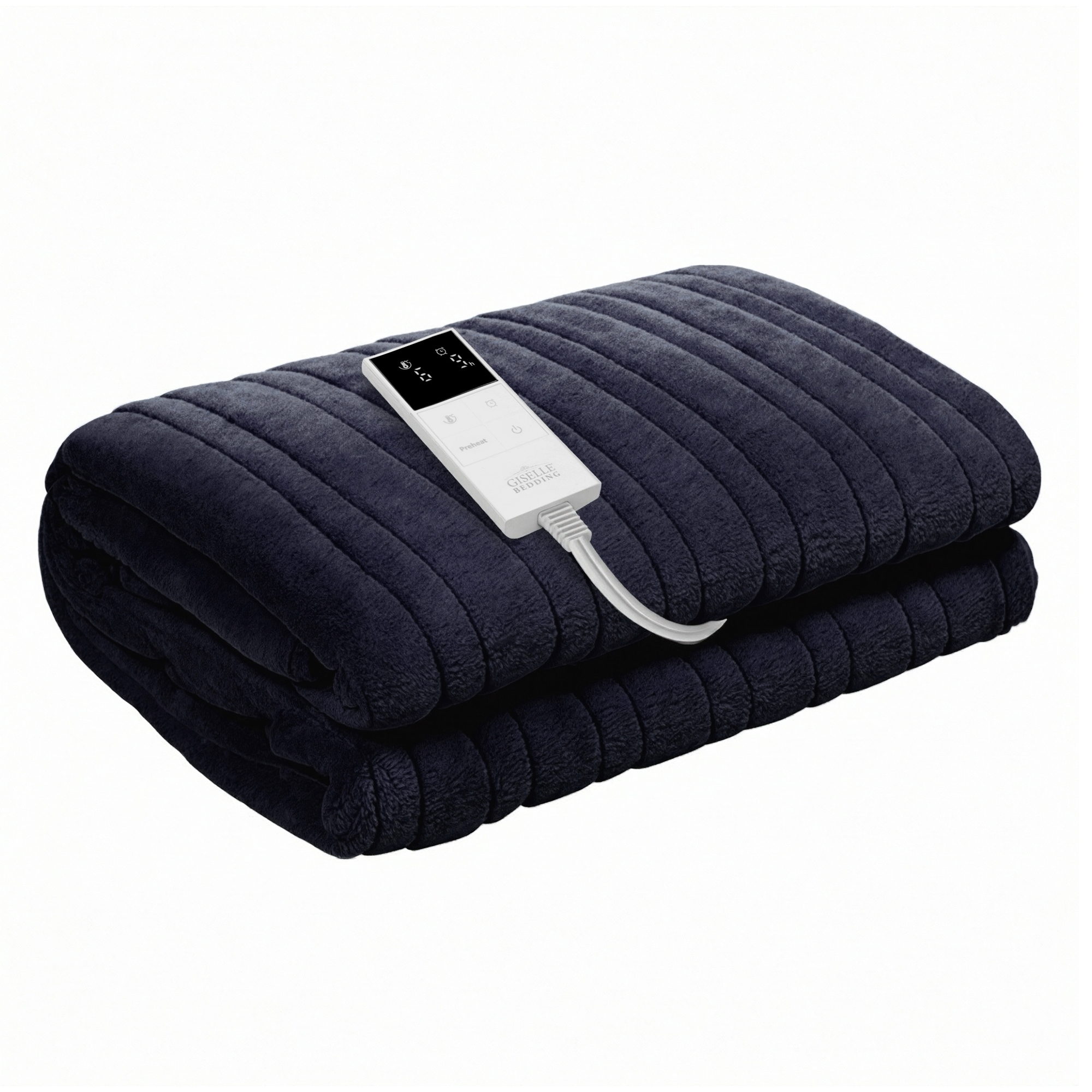 Giselle Electric Throw Rug Double Size 200x180cm Coral Fleece Heated Blanket (Charcoal)