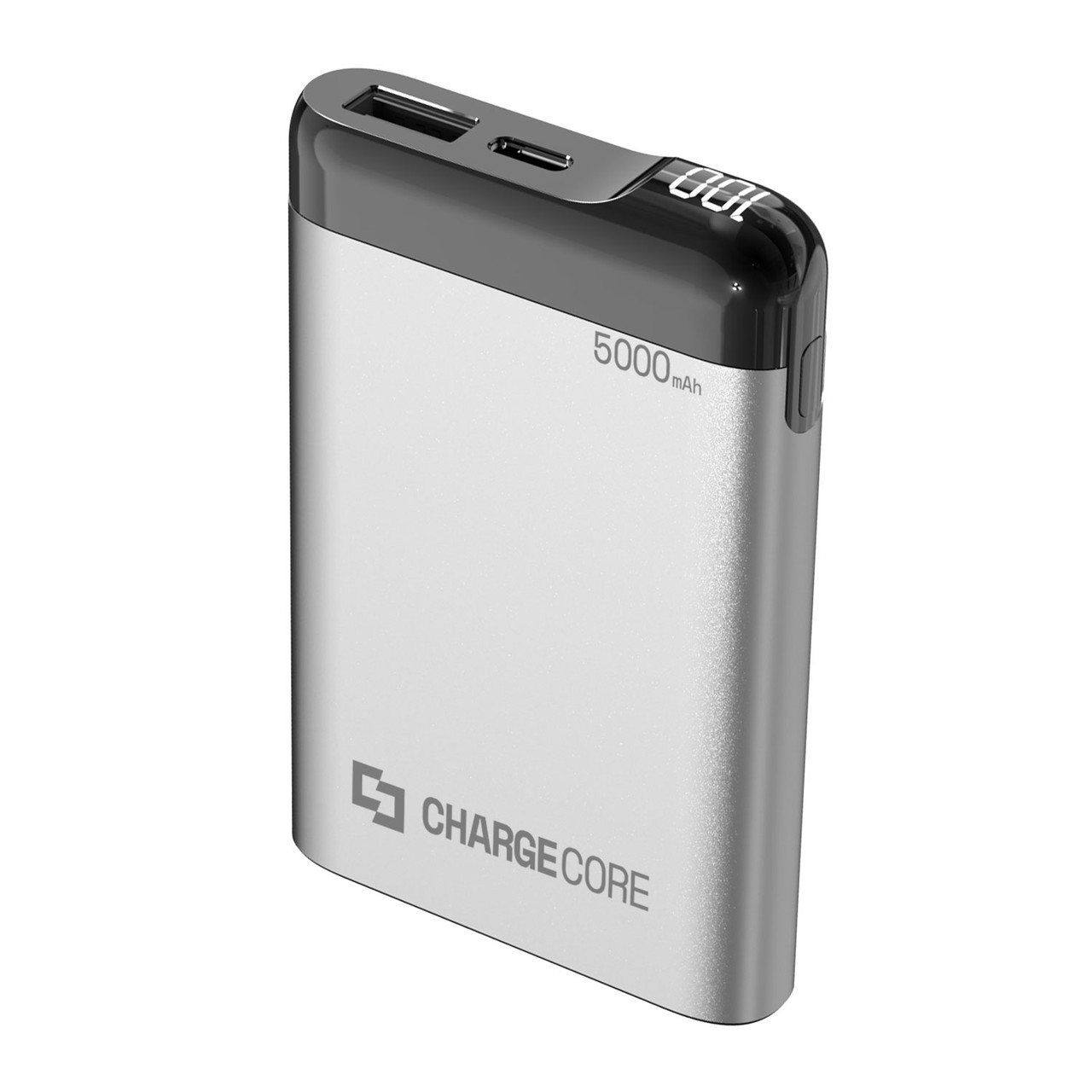 Laser 5000mAh Power Bank with LED display (Silver)